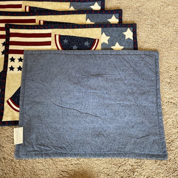 Patriotic  Quilted Placemats Multicolor Americana Fourth of July Summer Set of 4 - Picture 9 of 10
